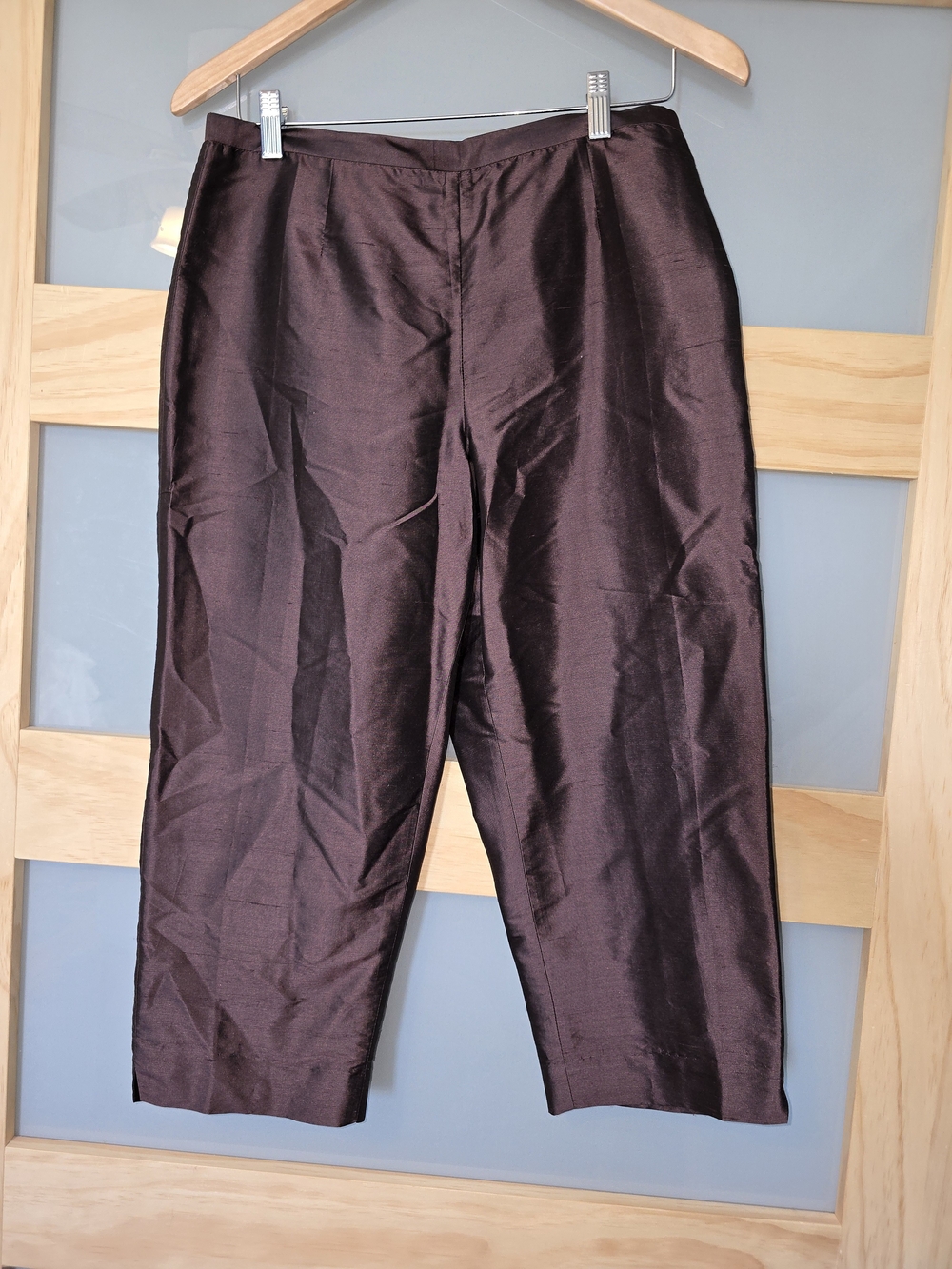 Coldwater Creek 100% Silk Women's Cropped Pants in Deep Brown